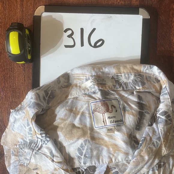 Marc Edwards Men's Rayon XXL Gray Floral Hawaiian Short Sleeve Button Up Shirt - Picture 9 of 9